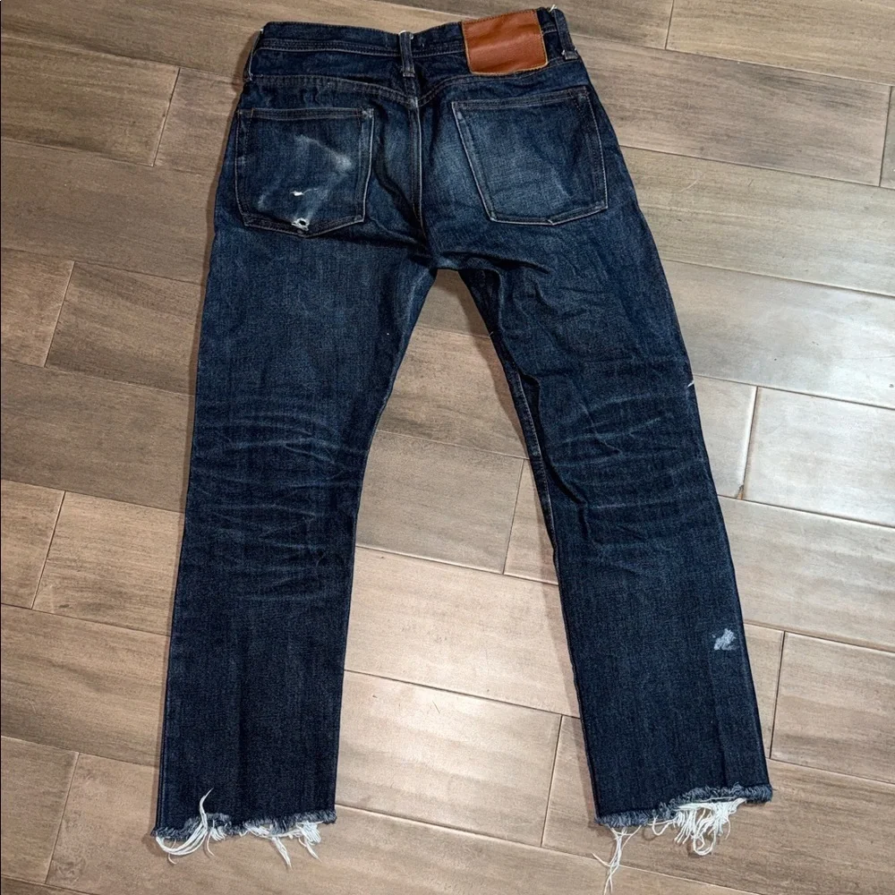 The Unbranded Brand Selvedge Raw Hem Denim Jeans Dark Wash Blue SZ 28